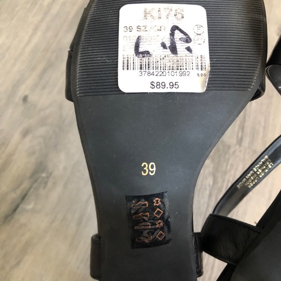 Le Chateau Cris-Cross Block Heel Leather Sandals - Picture 9 of 13